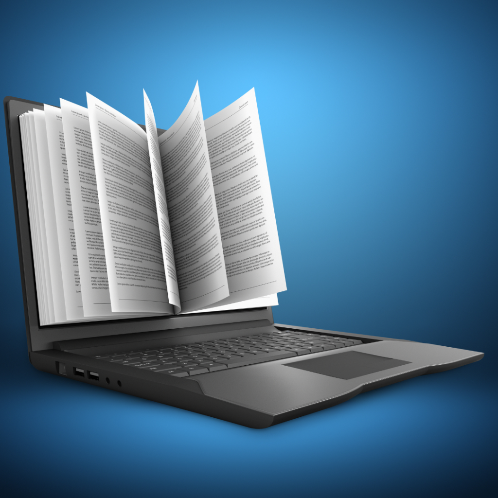 a laptop that appears book on screen